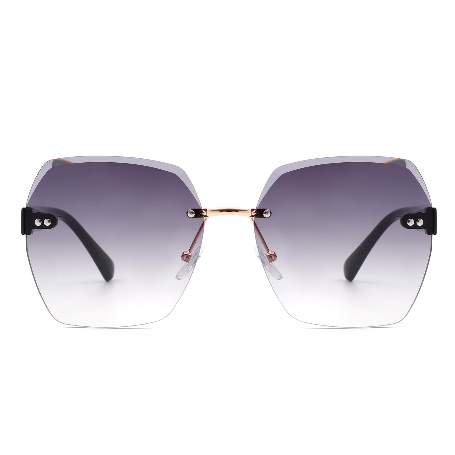 Ezernova - Oversize Square Geometric Rimless Tinted Fashion Sunglasses-6