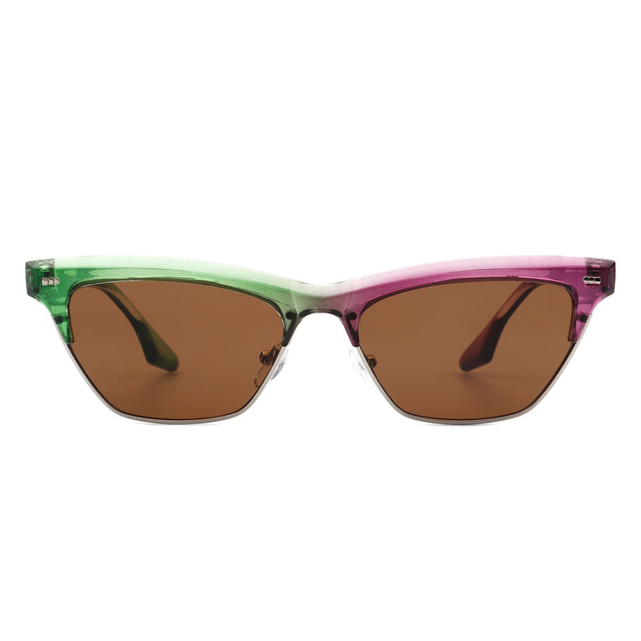 Mistique - Women Retro Half Frame Square Fashion Cat Eye Sunglasses-1