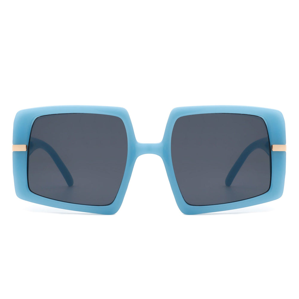 Jasmoria - Oversize Square Geometric Irregular Flat Top Women Sunglasses-1