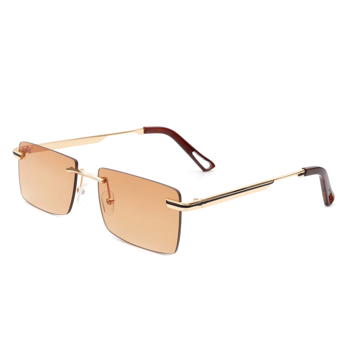 Vibrante - Rectangle Rimless Retro Tinted Fashion Flat top Sunglasses-4