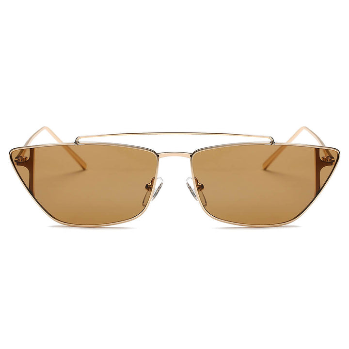 ESTEVAN | Women Metal Retro Flat Lens Rectangular Sunglasses-1