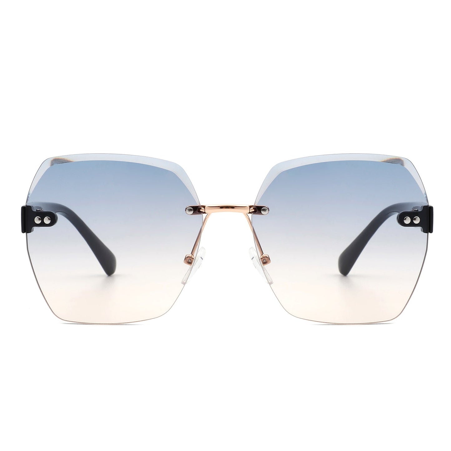 Ezernova - Oversize Square Geometric Rimless Tinted Fashion Sunglasses-8