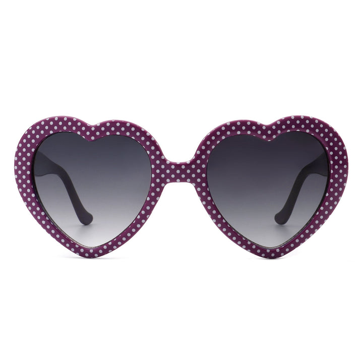 Zephyrly - Women Mod Colorful Dots Party Heart Shaped Sunglasses-6