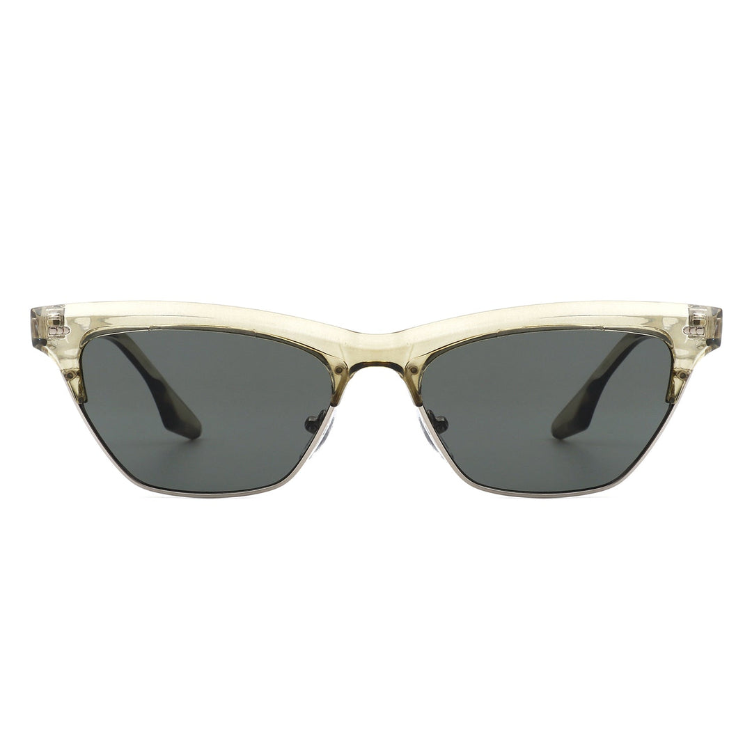 Mistique - Women Retro Half Frame Square Fashion Cat Eye Sunglasses-6