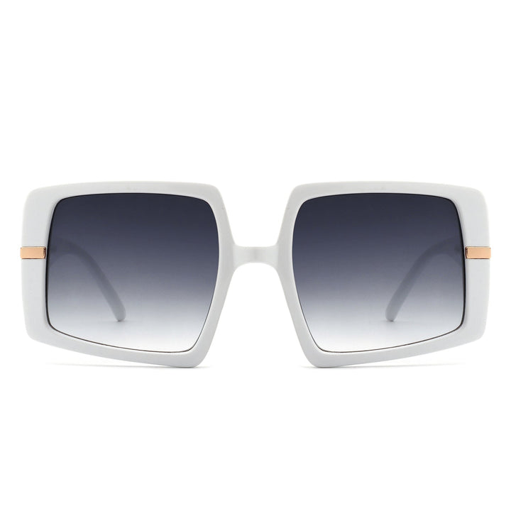 Jasmoria - Oversize Square Geometric Irregular Flat Top Women Sunglasses-7