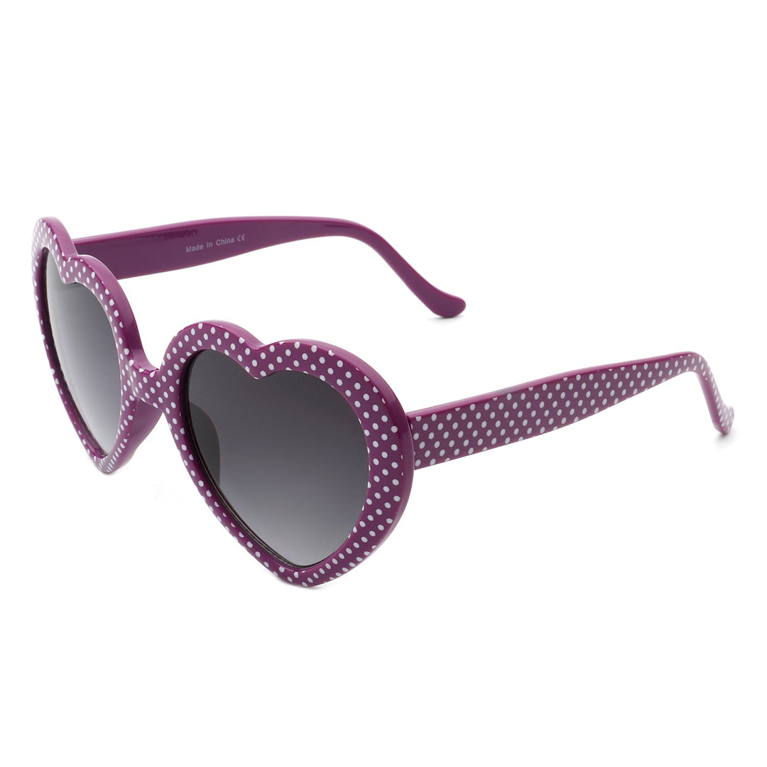 Zephyrly - Women Mod Colorful Dots Party Heart Shaped Sunglasses-7