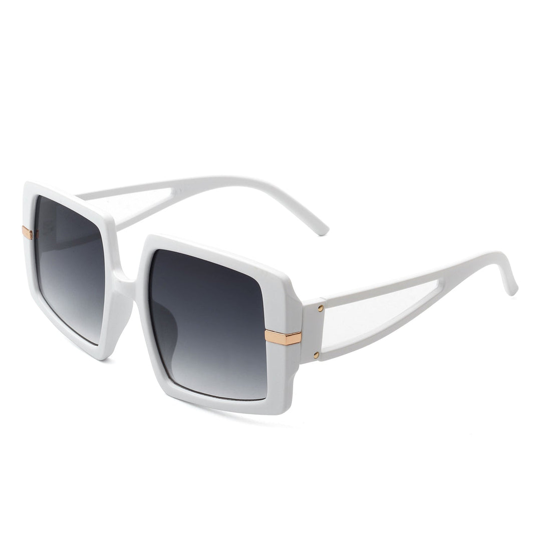 Jasmoria - Oversize Square Geometric Irregular Flat Top Women Sunglasses-6