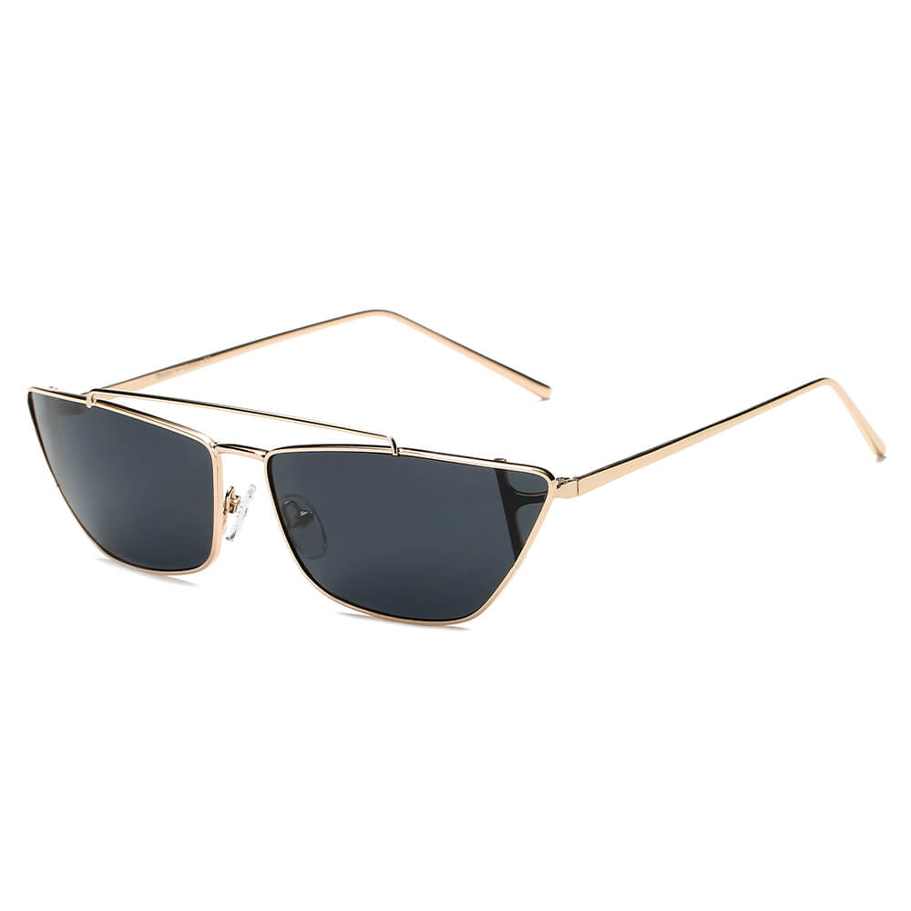 ESTEVAN | Women Metal Retro Flat Lens Rectangular Sunglasses-2