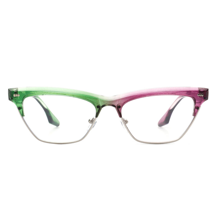 Mistique - Women Retro Half Frame Square Fashion Cat Eye Sunglasses-8