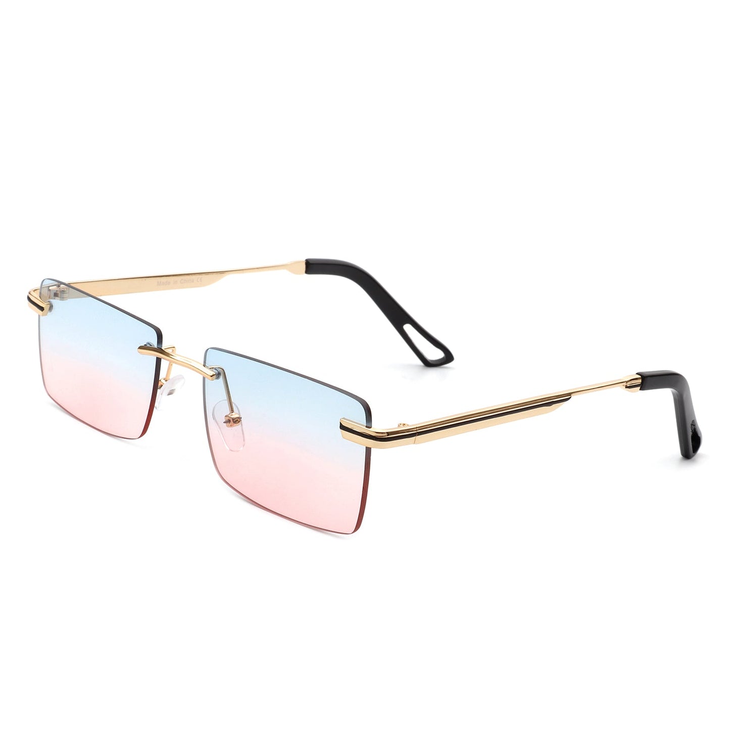 Vibrante - Rectangle Rimless Retro Tinted Fashion Flat top Sunglasses-8