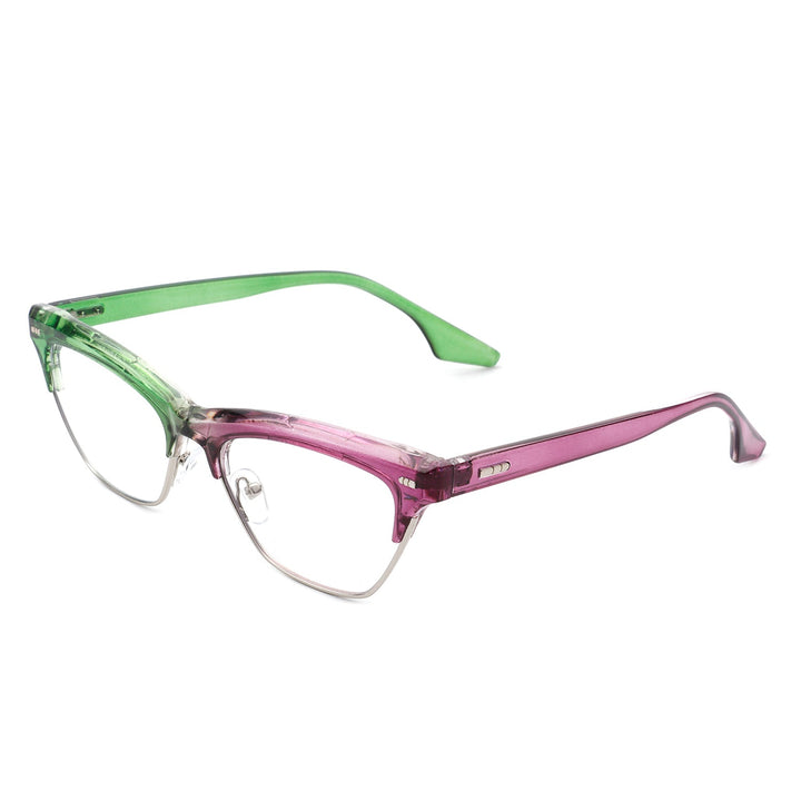 Mistique - Women Retro Half Frame Square Fashion Cat Eye Sunglasses-9