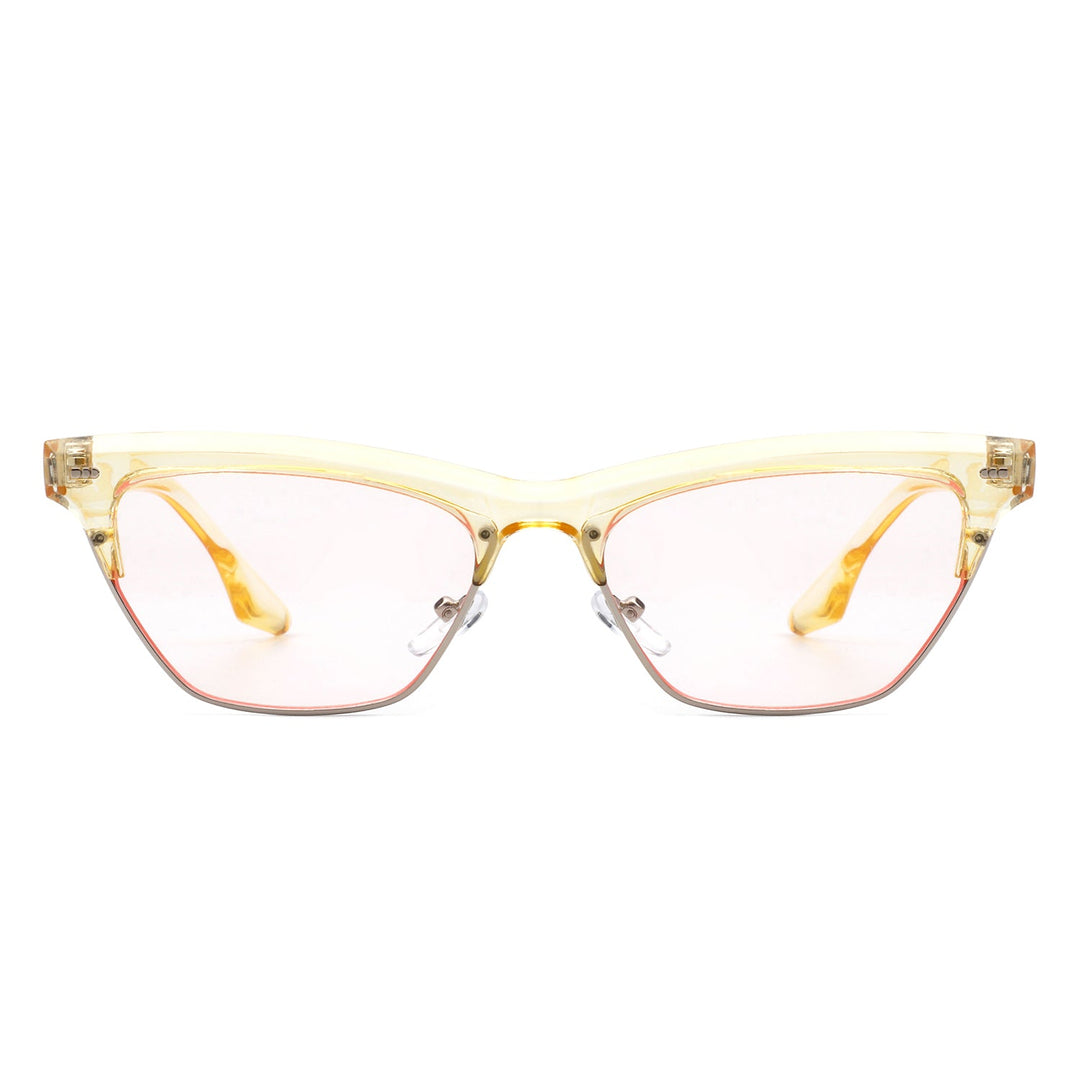 Mistique - Women Retro Half Frame Square Fashion Cat Eye Sunglasses-10