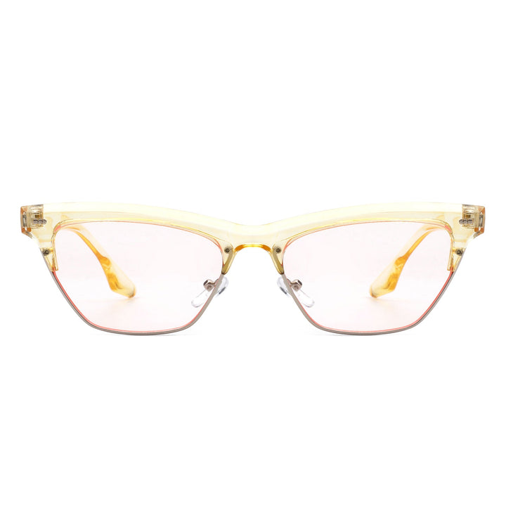 Mistique - Women Retro Half Frame Square Fashion Cat Eye Sunglasses-10