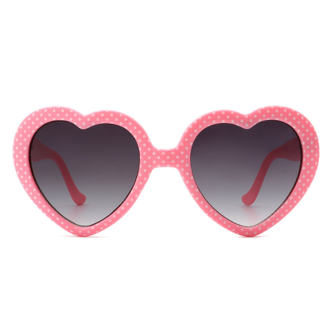 Zephyrly - Women Mod Colorful Dots Party Heart Shaped Sunglasses-10