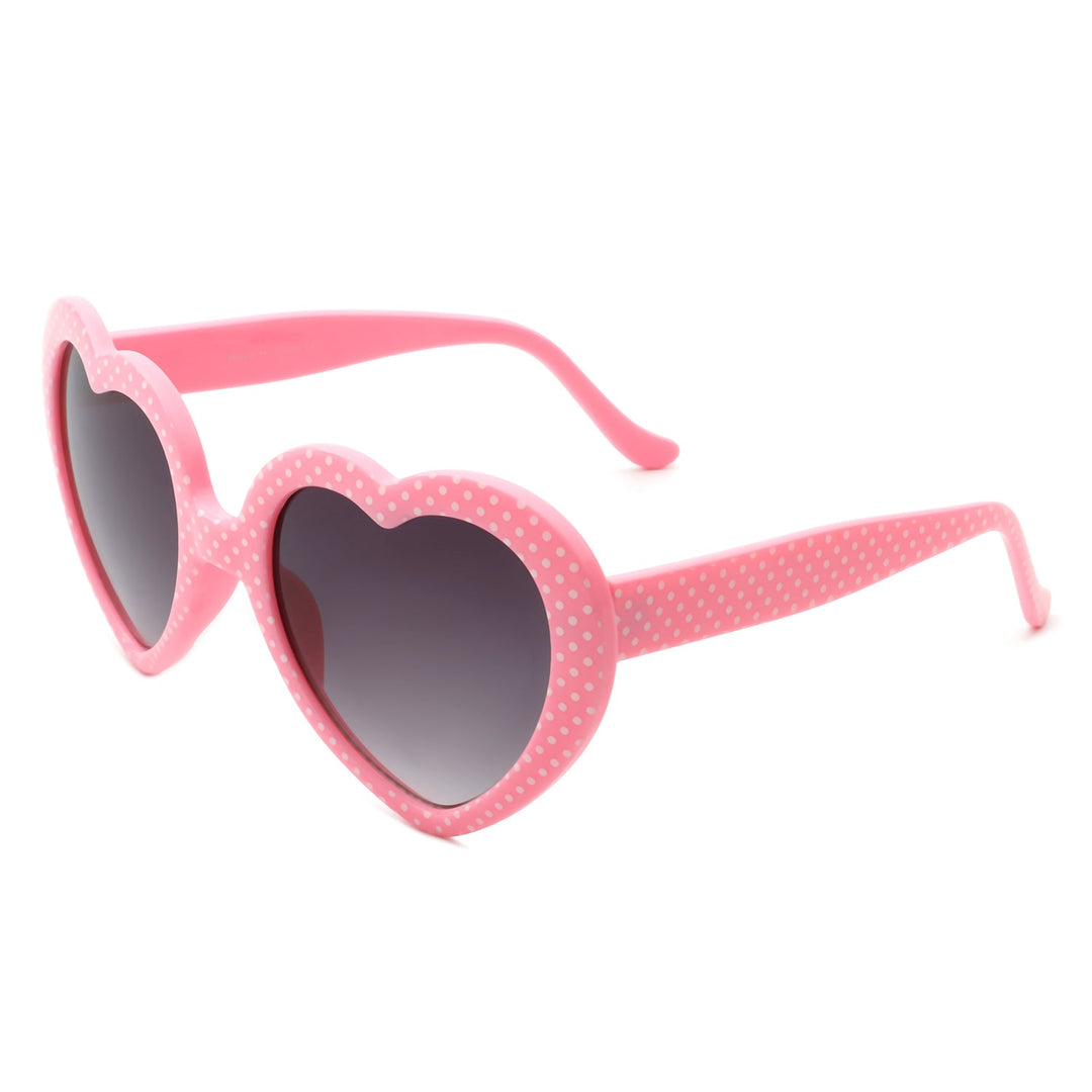 Zephyrly - Women Mod Colorful Dots Party Heart Shaped Sunglasses-11