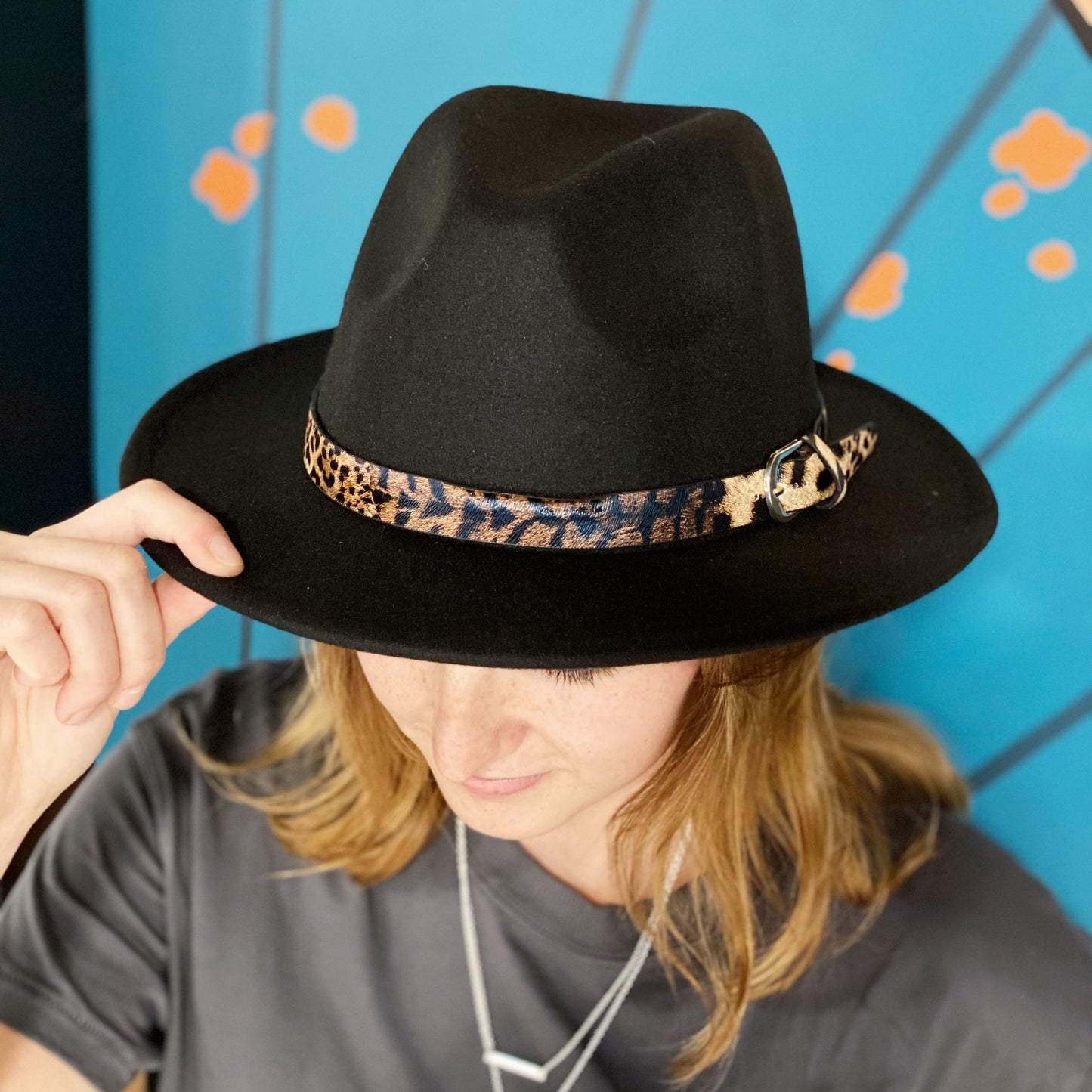 Leopard Band Fedora Hat - Scarvesnthangs