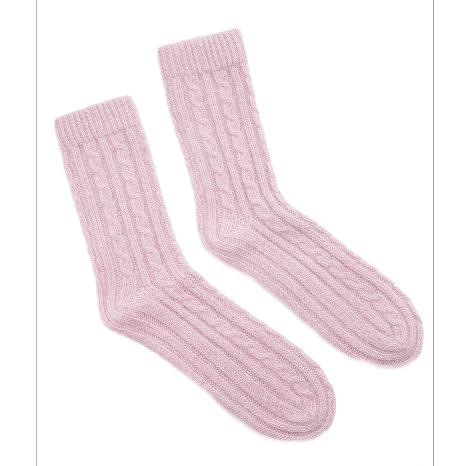 LADIES CASHMERE CABLE BOOTIES-BABY PINK - Scarvesnthangs