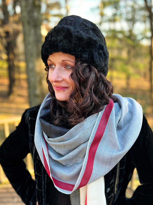 Handcrafted Suede Black Embroidered Hat-0