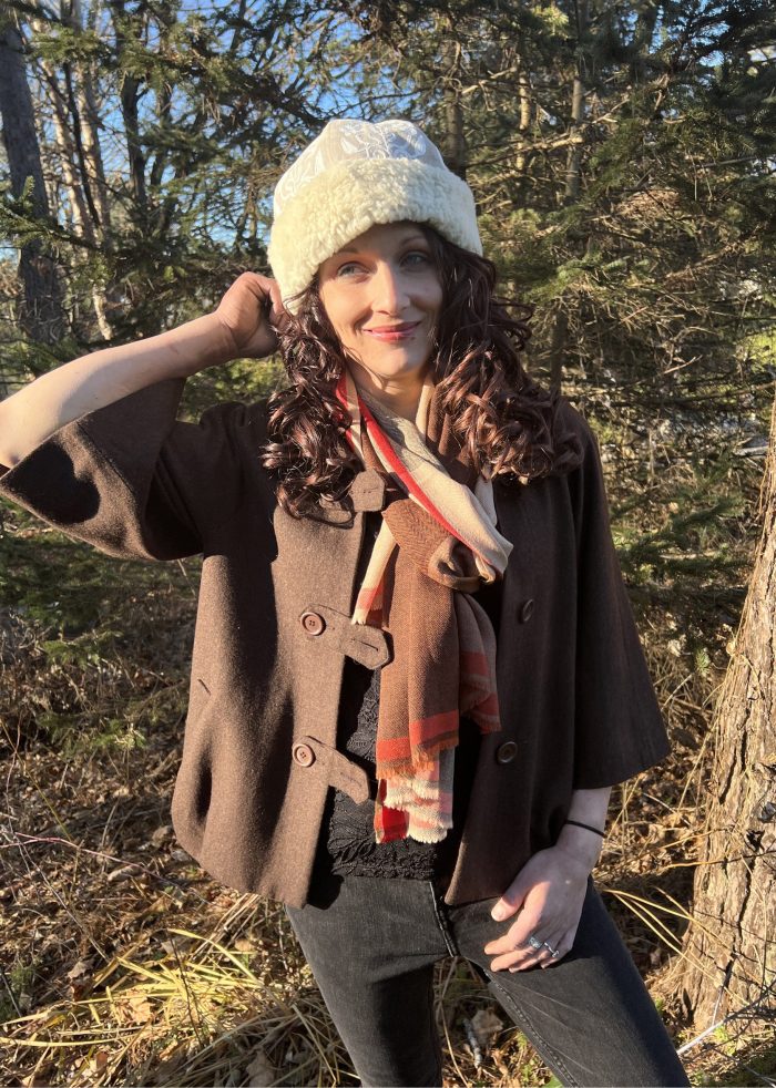 Handcrafted Ivory Suede Embroidered Hat-4