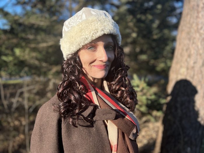 Handcrafted Ivory Suede Embroidered Hat-1