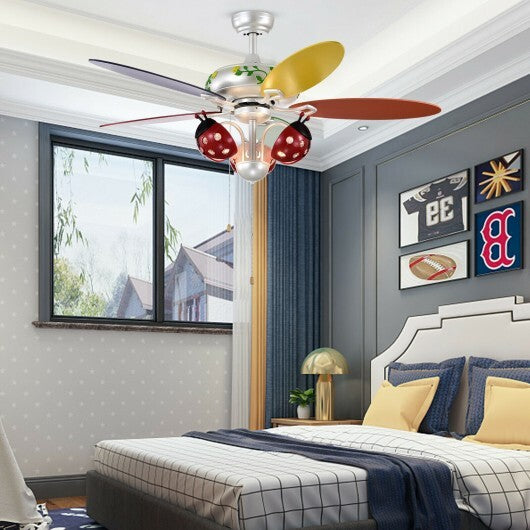 52 Inch Kids Ceiling Fan with Pull Chain Control - Color: Multicolor - Scarvesnthangs