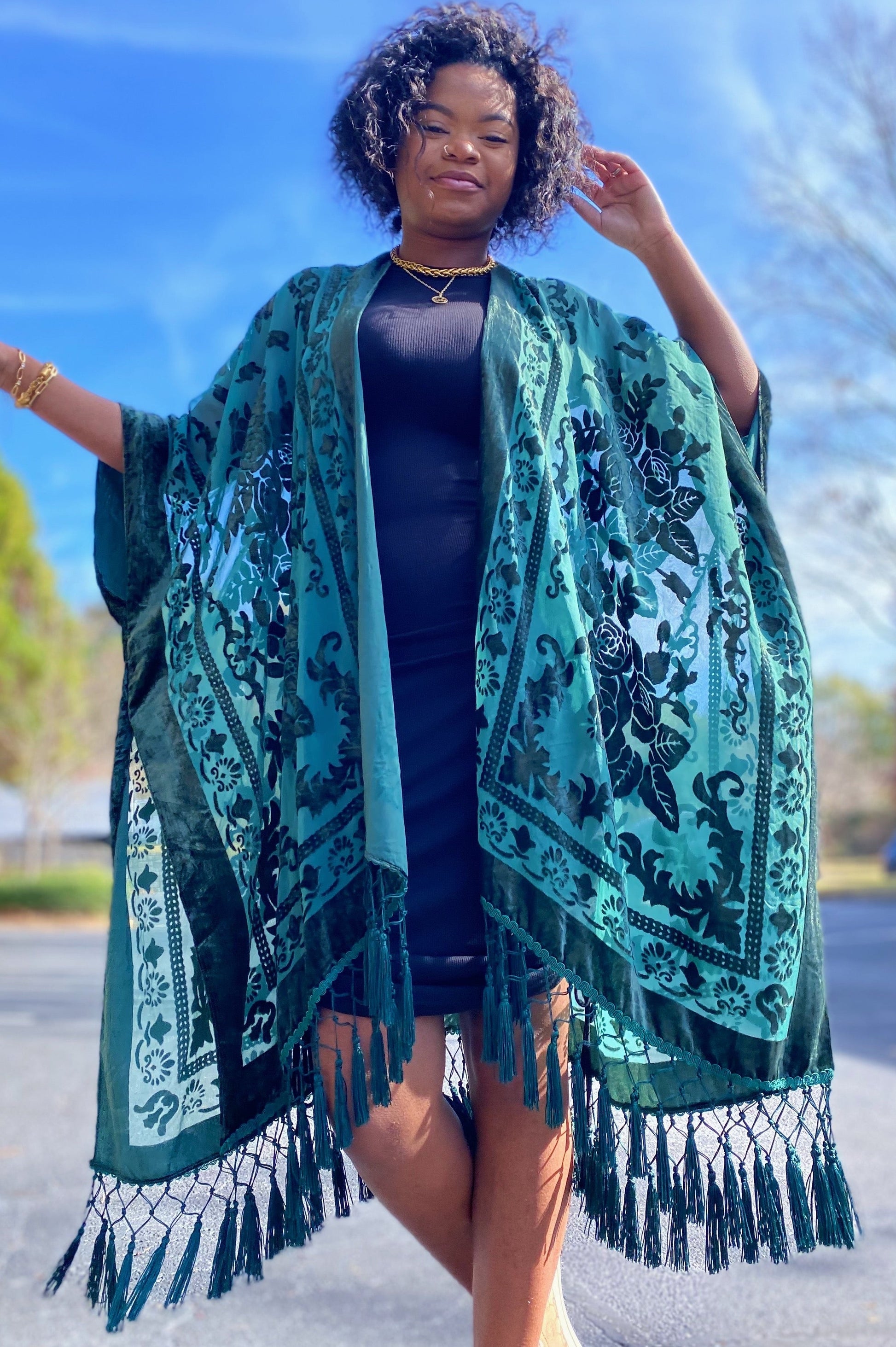 Elegant Boho Burnout Kimono-11