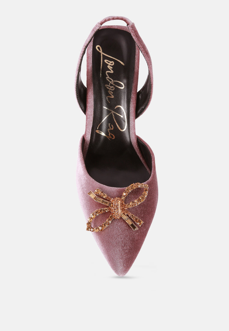 firebird velvet diamante detail heeled slingback mules-3