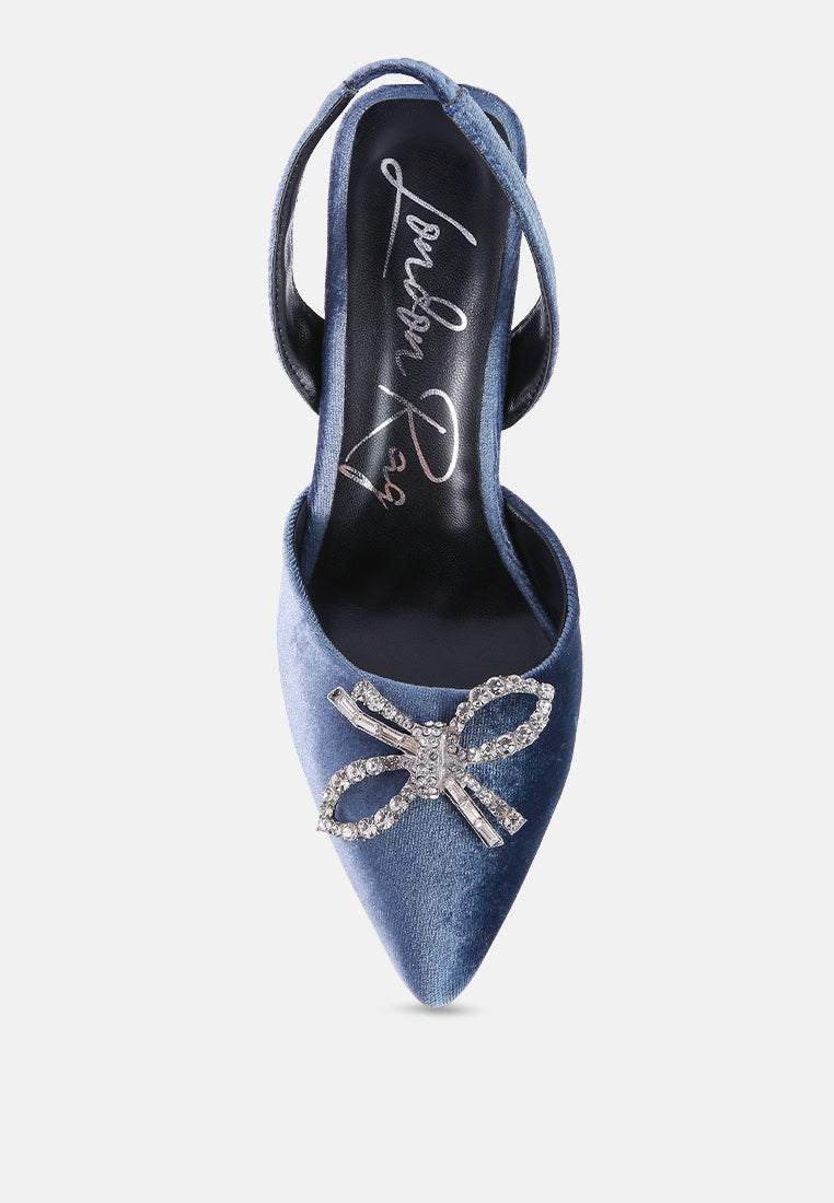 firebird velvet diamante detail heeled slingback mules-8