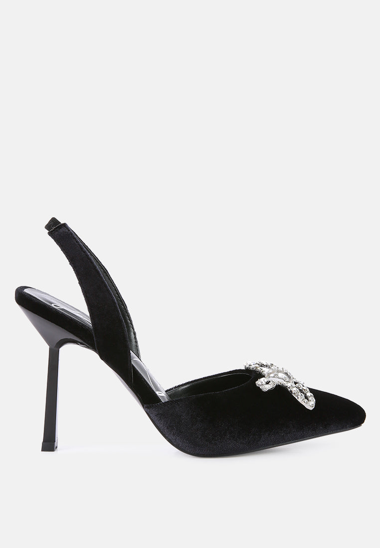 firebird velvet diamante detail heeled slingback mules-10