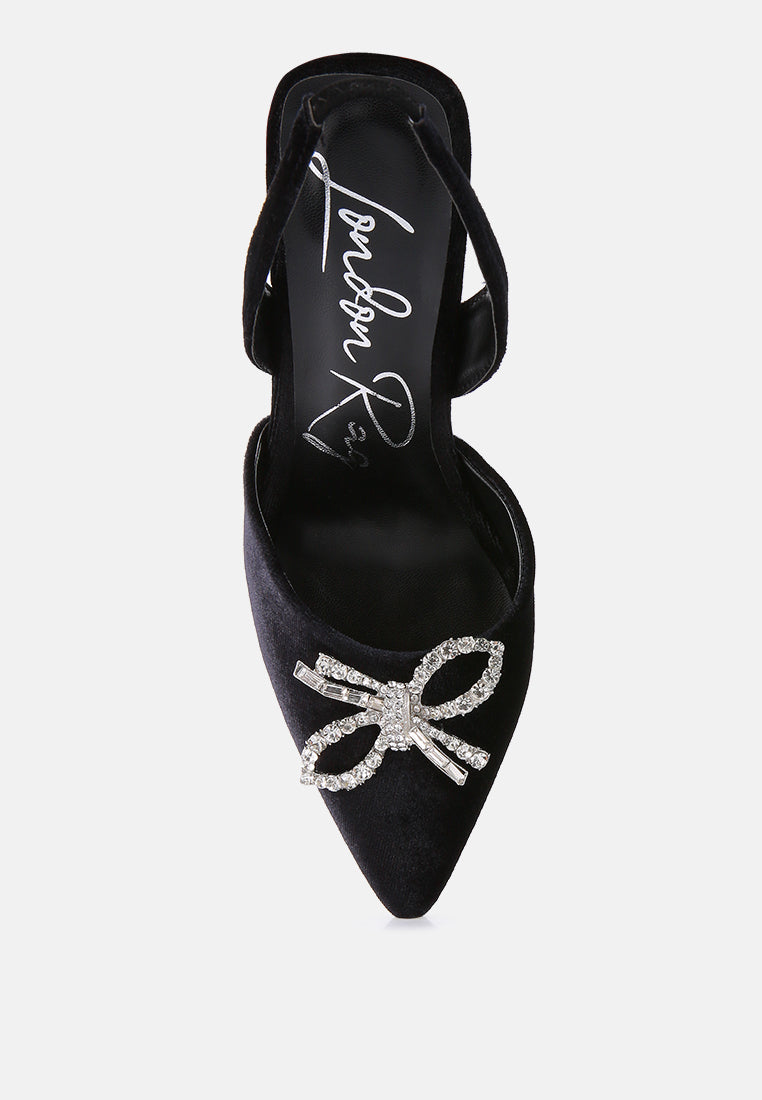 firebird velvet diamante detail heeled slingback mules-13