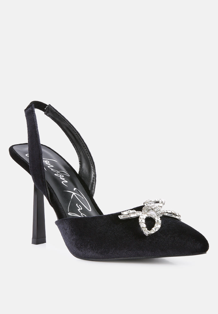 firebird velvet diamante detail heeled slingback mules-11