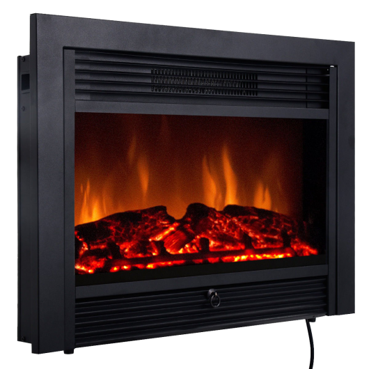 28.5 Inch Electric Fireplace Recessed with 3 Flame Colors - Color: Black - Size: 28.5 inches - Scarvesnthangs