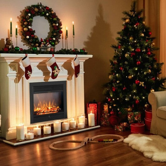28.5 Inch Electric Fireplace Recessed with 3 Flame Colors - Color: Black - Size: 28.5 inches - Scarvesnthangs
