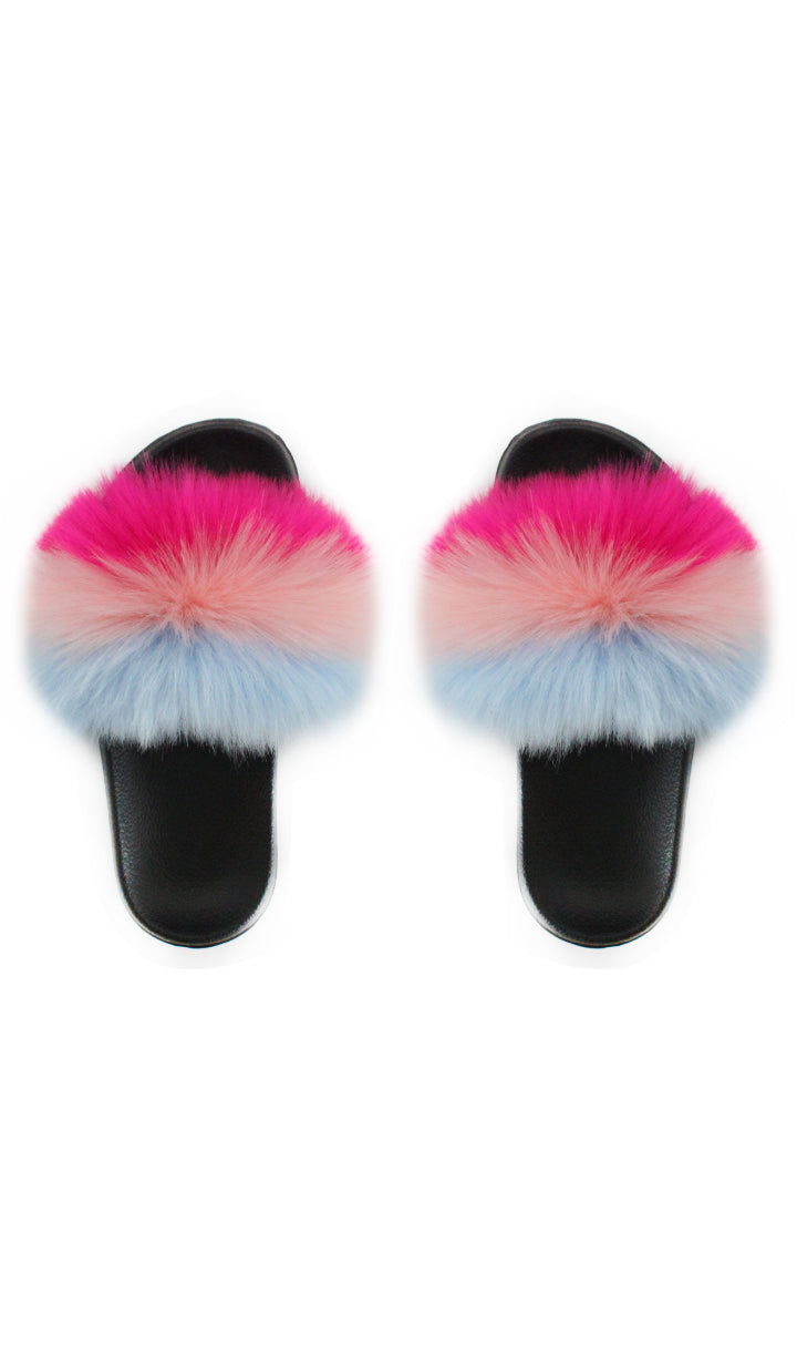 Faux Fur Slides | Pink/Blush/Powder - Scarvesnthangs
