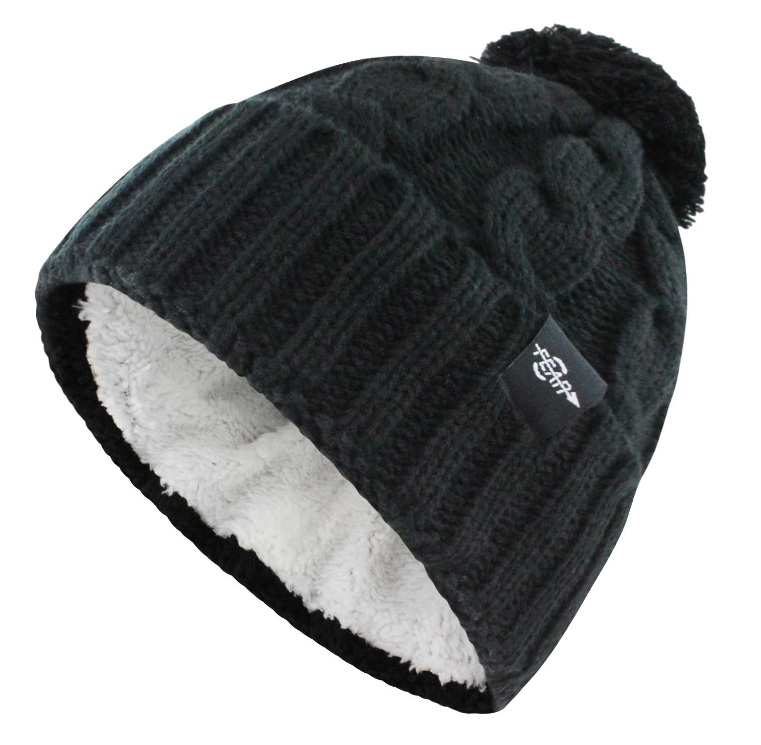 Fear0 NJ Warmest Plush Insulated Cuff Knit Pom Women Winter Beanie Hat-3