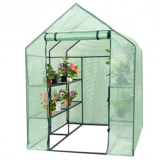 8 shelves Mini Walk In Greenhouse Outdoor Gardening Plant Green House - Scarvesnthangs
