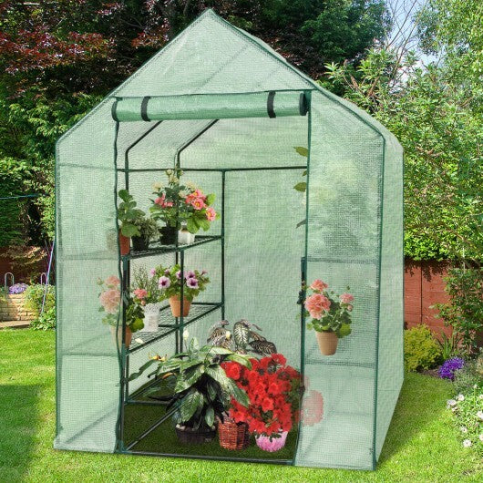 8 shelves Mini Walk In Greenhouse Outdoor Gardening Plant Green House - Scarvesnthangs