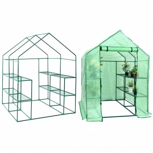 8 shelves Mini Walk In Greenhouse Outdoor Gardening Plant Green House - Scarvesnthangs