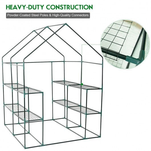 8 shelves Mini Walk In Greenhouse Outdoor Gardening Plant Green House - Scarvesnthangs