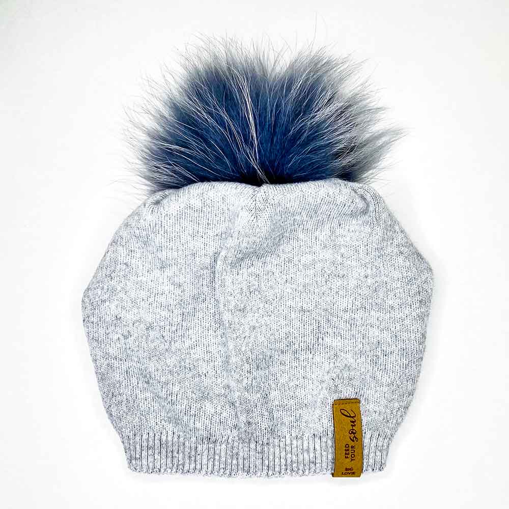 SUPER SOFT SLOUCH HAT WITH REAL FUR POM | ASH - Scarvesnthangs