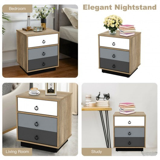 Nightstand with Drawer and Storage Cabinet Wooden Sofa Side Table End Table - Scarvesnthangs