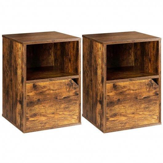 Set of 2 Nightstands Side End Table for Living Room-Brown - Scarvesnthangs