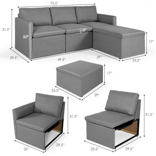 Convertible L-Shaped Sectional Sofa Couch with Reversible Chaise-Green - Scarvesnthangs