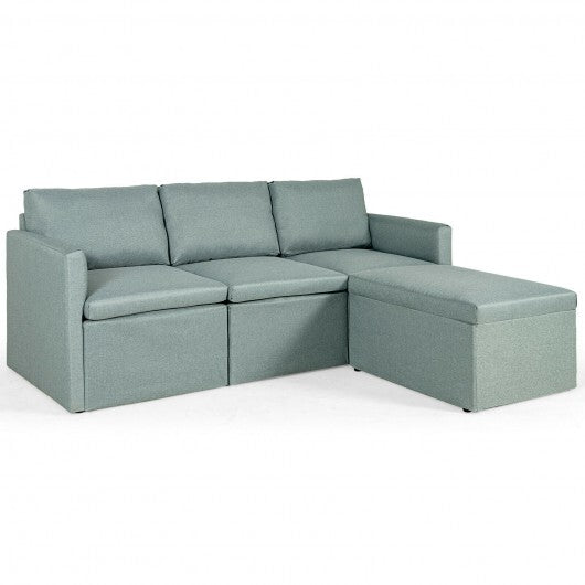 Convertible L-Shaped Sectional Sofa Couch with Reversible Chaise-Green - Scarvesnthangs