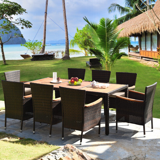 9 Piece Outdoor Dining Set with Umbrella Hole - Scarvesnthangs