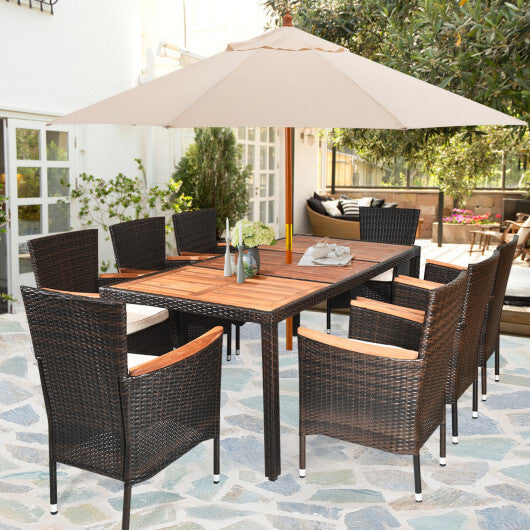 9 Piece Outdoor Dining Set with Umbrella Hole - Scarvesnthangs