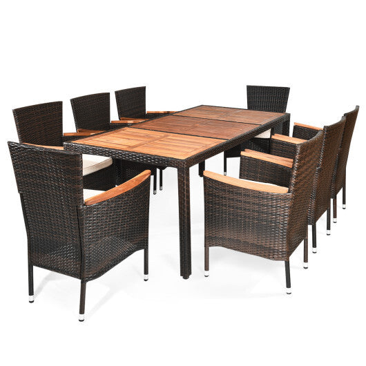 9 Piece Outdoor Dining Set with Umbrella Hole - Scarvesnthangs