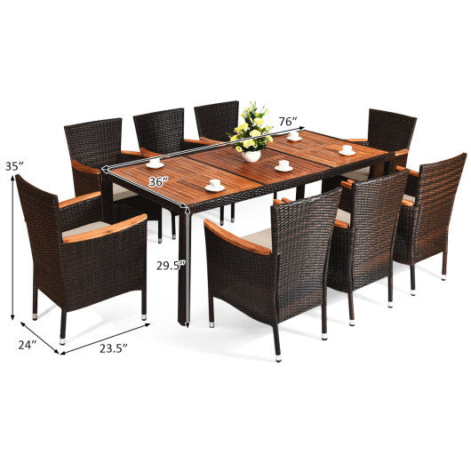 9 Piece Outdoor Dining Set with Umbrella Hole - Scarvesnthangs