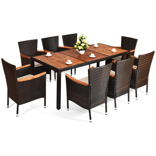 9 Piece Outdoor Dining Set with Umbrella Hole - Scarvesnthangs