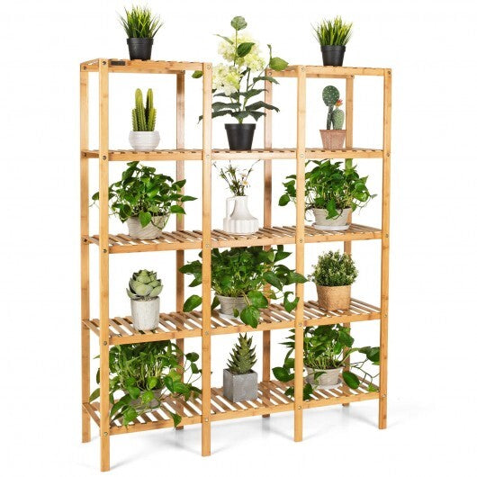 Multifunctional Bamboo Shelf Flower Plant Display Stand - Scarvesnthangs